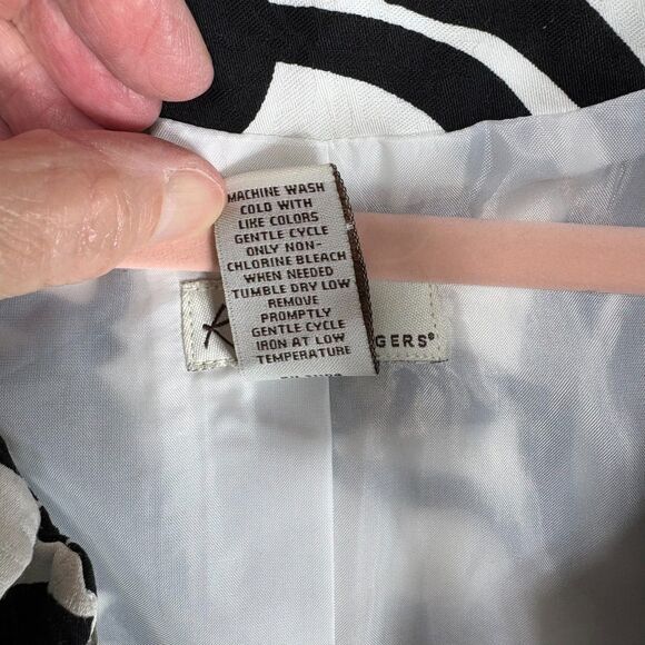 Kim Rogers Blazer Coat Black White Floral Womens Size 12 - Picture 9 of 10